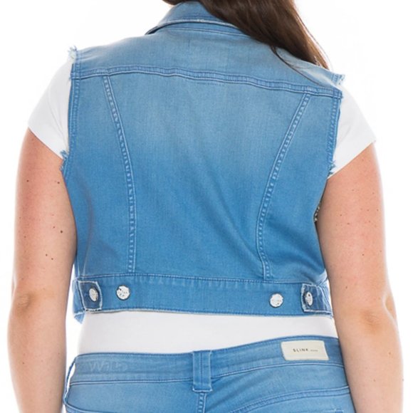 Blue Sleeveless Crop Jacket - Picture 2 of 2